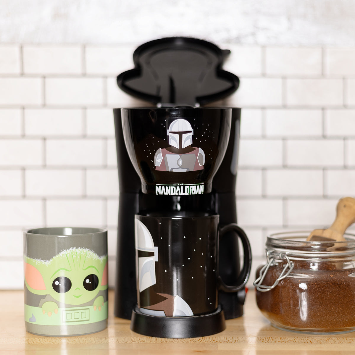 Uncanny Brands Black Mandalorian 'Grogu' Single- Cup Molded Coffee