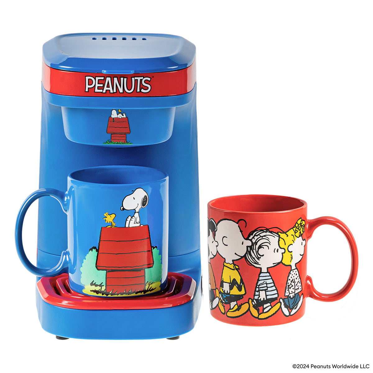 Peanuts Single Cup Coffee Maker Gift Set with 2 Mugs