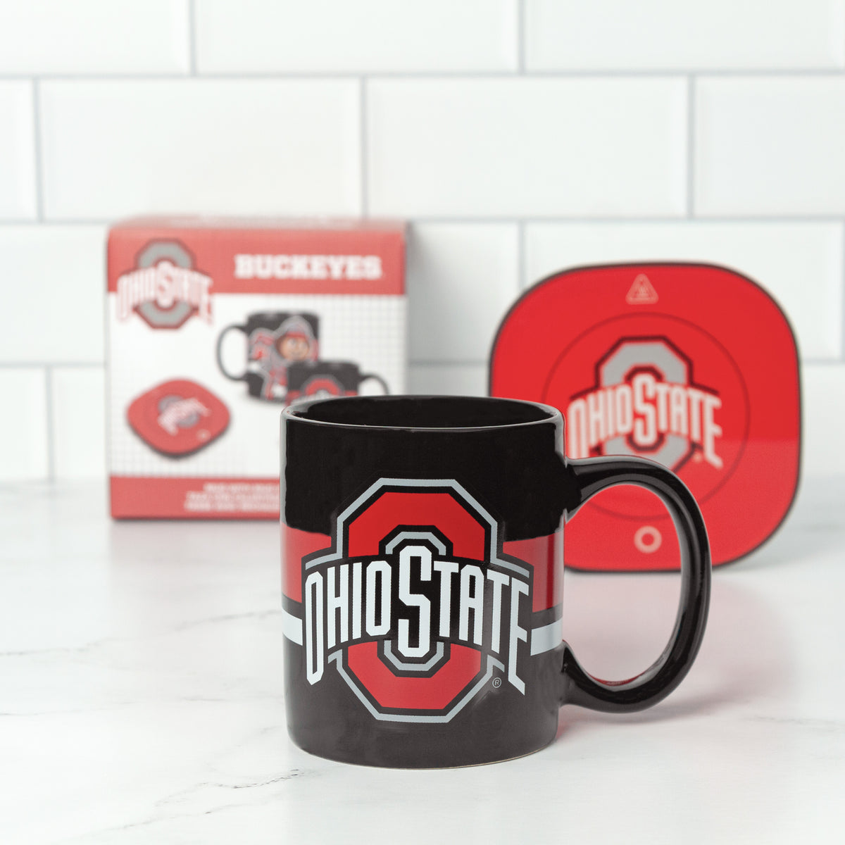 Ohio State Buckeyes Brutus Buckeye 12oz Mug Warmer Set