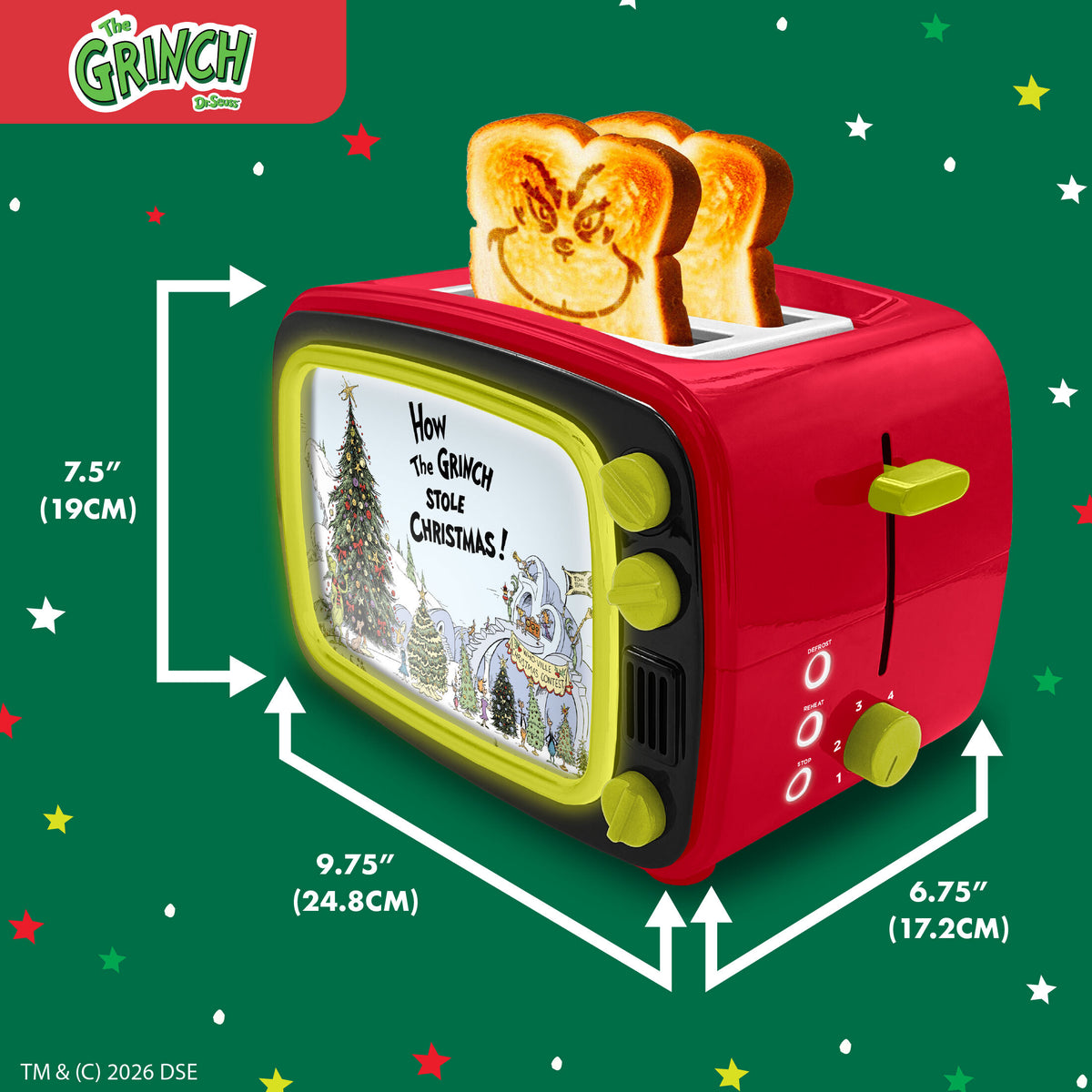 Dr. Seuss How the Grinch Retro Light Up TV Toaster