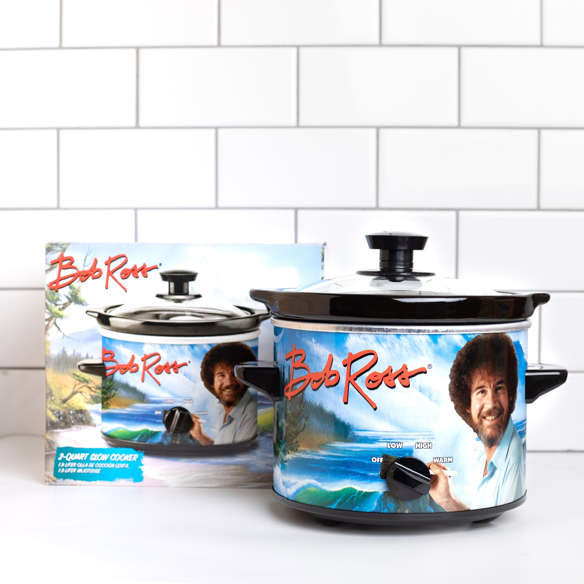 Bob Ross slow cooker next to box