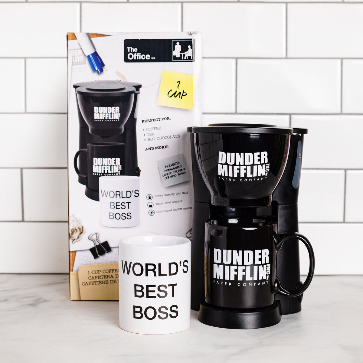 Uncanny Brands The Office Single Cup Coffee Maker with Mug- from Dunder Mifflin