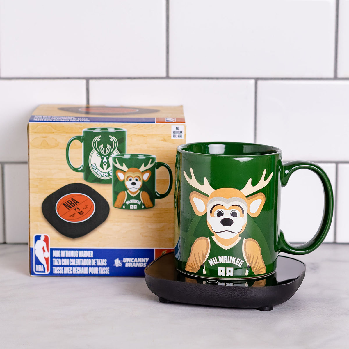NBA Milwaukee Bucks Bango Mascot 12oz Mug Warmer Set